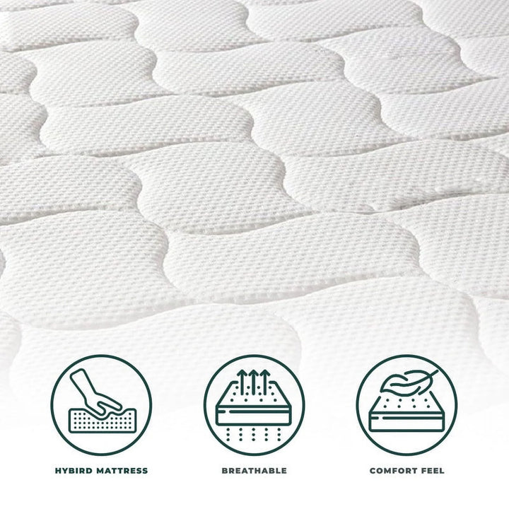 Twin Size Mattress - 12 Inch Comfort Foam & Spring Hybrid Mattress - Euro Top - Medium Firm - Oliver & Smith