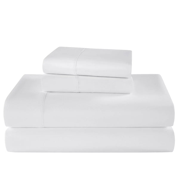 100% Egyptian Cotton Cooling Bed Sheet Set, 1200 Series Luxury Percale Sheets Set, 16" Deep Pocket 4 Piece (Queen, White)