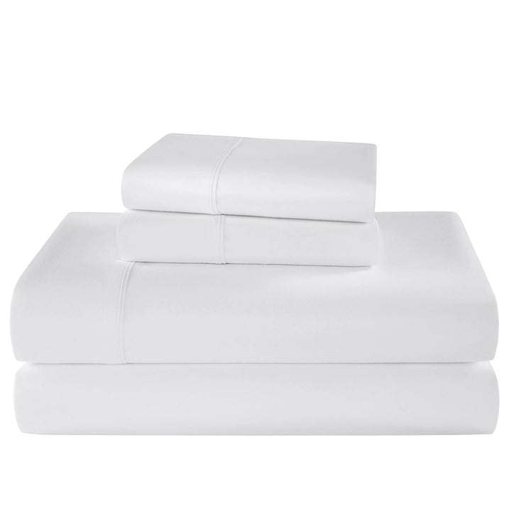 100% Egyptian Cotton Cooling Bed Sheet Set, 1200 Series Luxury Percale Sheets Set, 16" Deep Pocket 4 Piece (Queen, White)