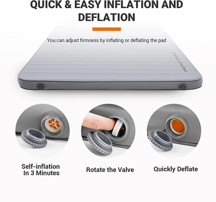 Pro 3D Double Self-Inflating Sleeping Pad 9.5 R Value Air Mattress for Camping Lightweight & Waterproof Portable 3-Inch Inflatable Pad for Backpacking and Travel, 79.1" X 50.3" X 3.0", Grey