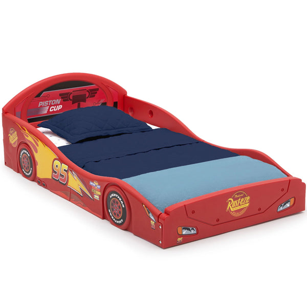 Pixar Cars Lightning Mcqueen Plastic Sleep and Play Toddler Bed by