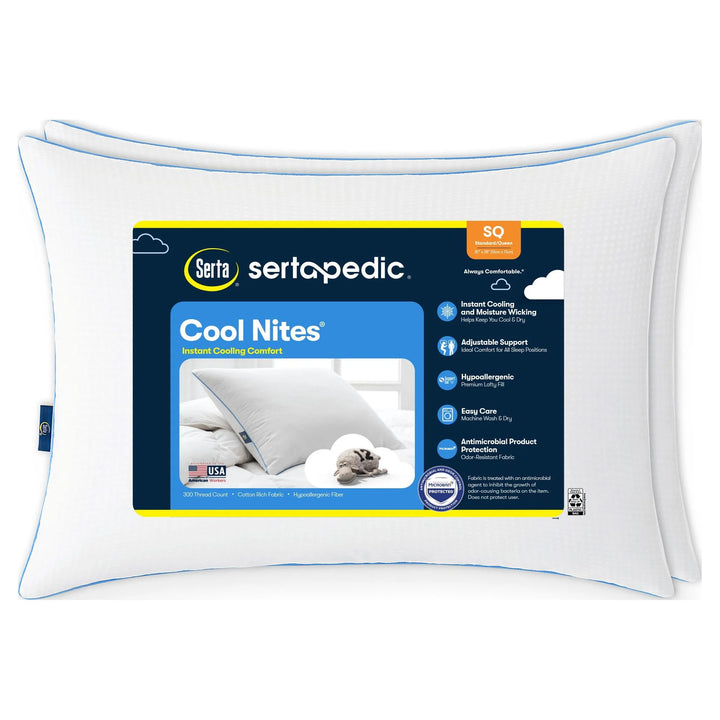 pedic Cool Nites Bed Pillow, Standard/Queen, 2 Pack