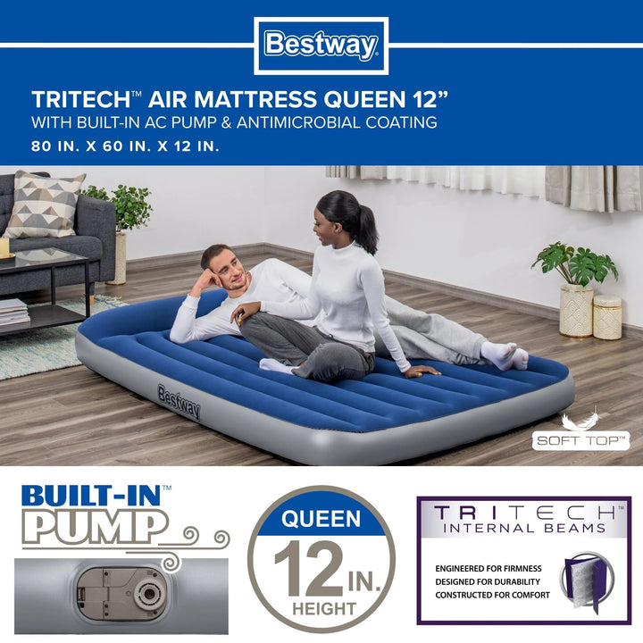 12" Tritech Queen Air Mattress with Built-In Pump