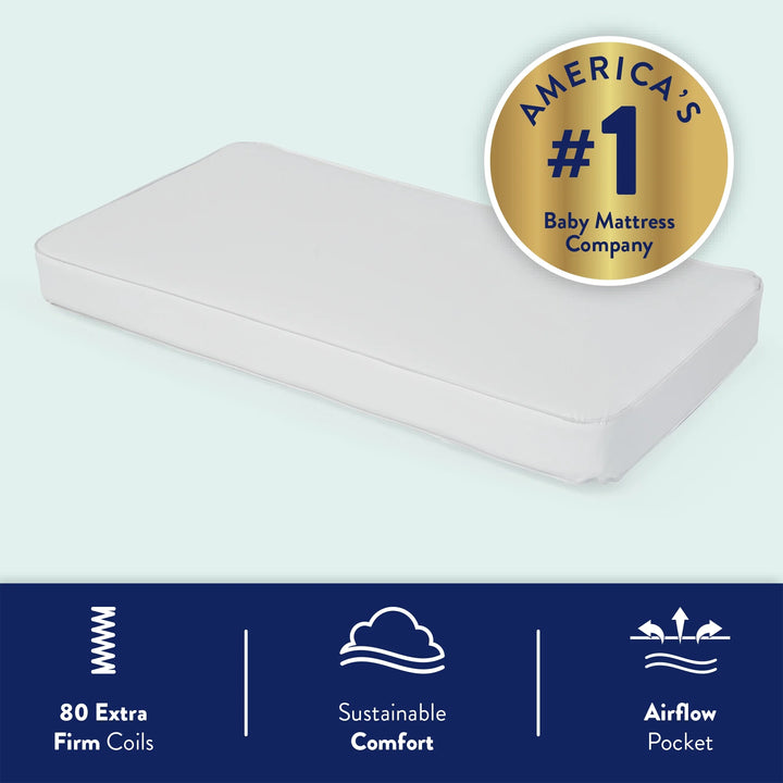 Pediatric 800 Extra Firm Ultra Deluxe, 80 Coil Baby Crib and Toddler Mattress, White