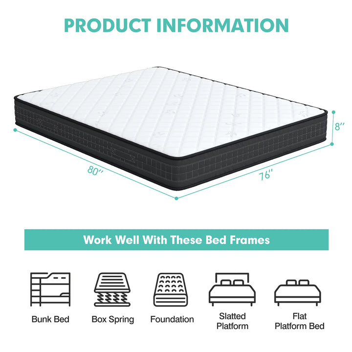 8'' King Size Memory Foam Bed Mattress Medium Firm Breathable Pressure Relieve