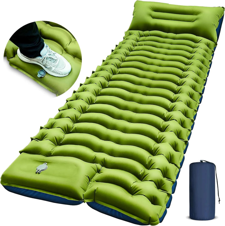 Camping Sleeping Pad Extra Thick Durable Camping Inflatable Mat with Air Pillow for Backpacking Hiking Traveling