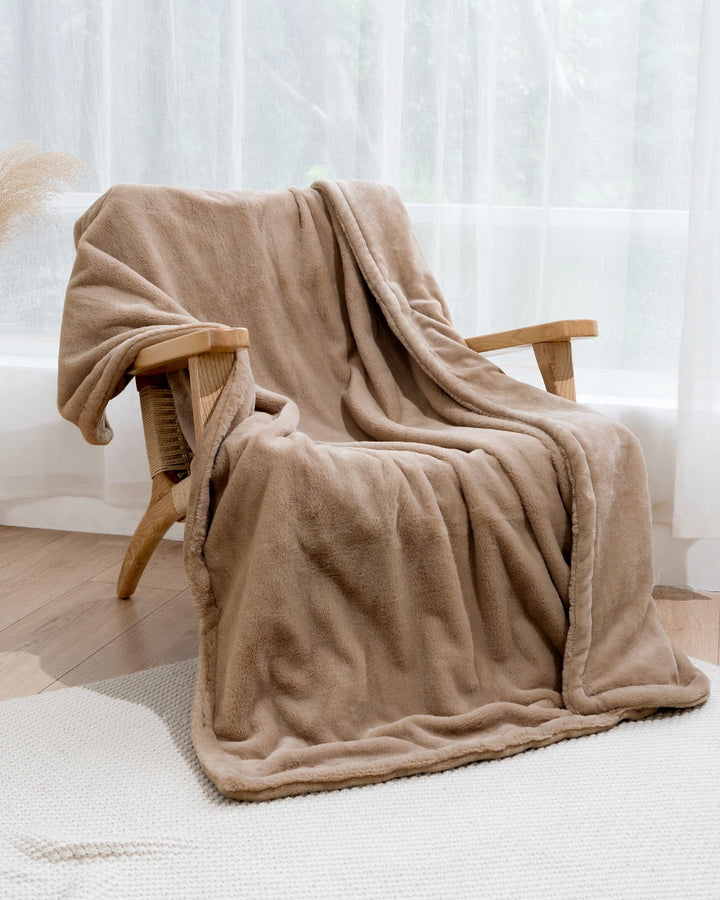 50" X 60" Electric Faux Fur Throw Heated Blanket, Fast Heating, Machine Washable, Safety Certified, Brown