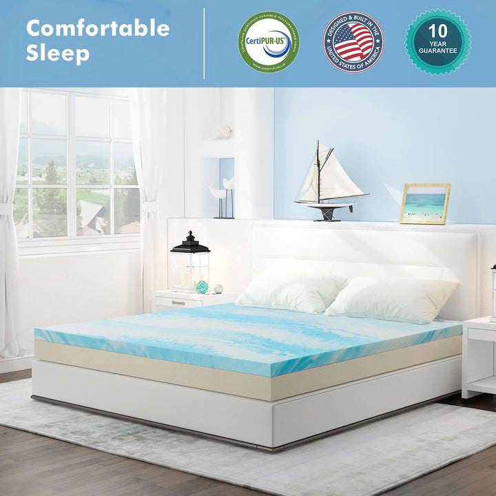 2 Inch King Size Cool Gel Memory Foam Mattress Topper