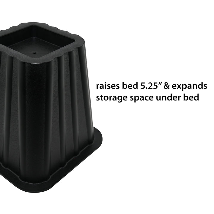 Black Bed Risers, Raise Your Bed to Create Storage Space, 4 Pack, Assembled Length 6.50 in X Width 6.50 in X Height 6 In