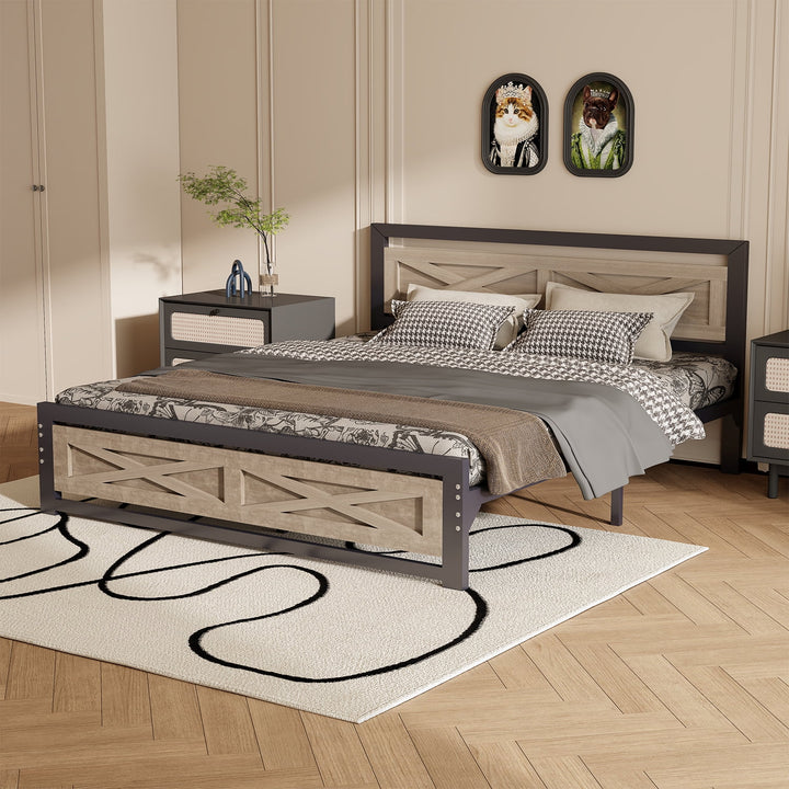 Platform Bed Frame with Headboard, Twin Size Bed