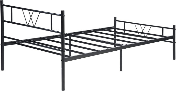 Twin Size Metal Bed Frame, No Box Spring Needed, Noise Free Carbon Steel Bed Foundation, Child, Black