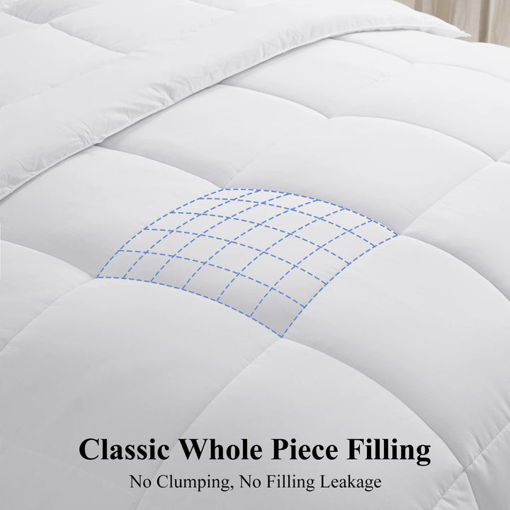 Queen Comforter Duvet Insert, All Season Quilted down Alternative, Hotel Luxury Fluffy Soft Cooling, Skin-Friendly Machine Washable Reversible Quilted with Corner Tabs (White,88X88 Inches)