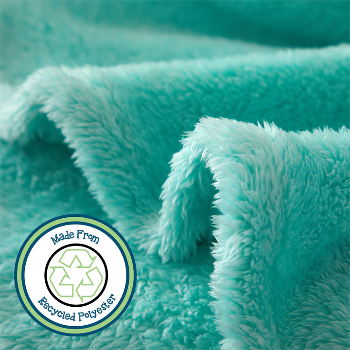 Soft, Teal, Oversized, Fuzzy Throw Blanket for Kids, 72 X 50 Inches