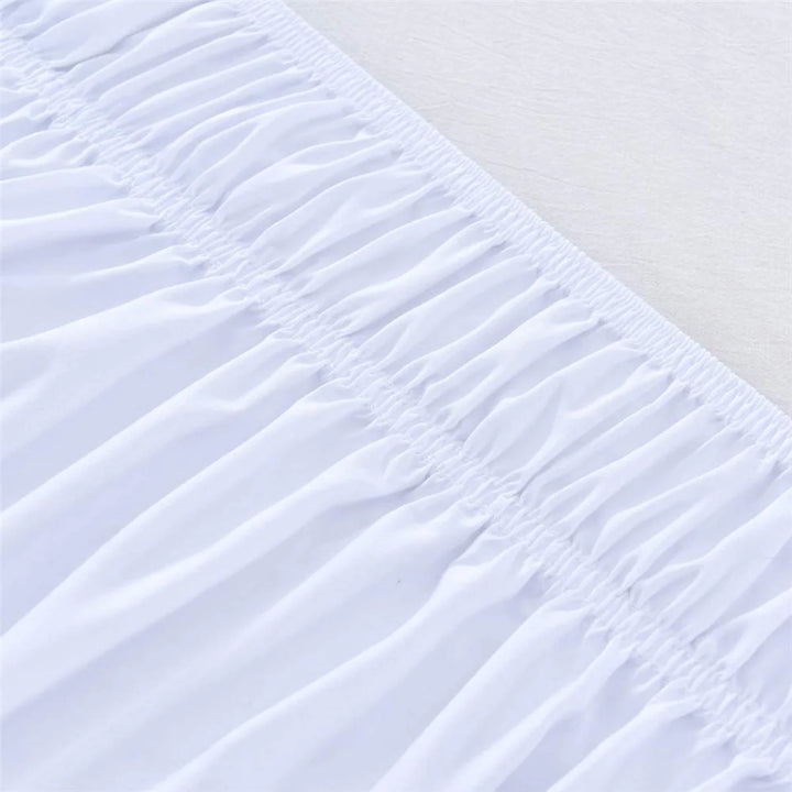 Wrap around Ruffled Bed Skirt 15 Inch for Queen Size Beds,White