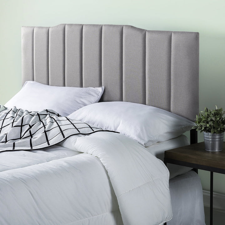 Satish Upholstered Metal Headboard, Light Gray, Full