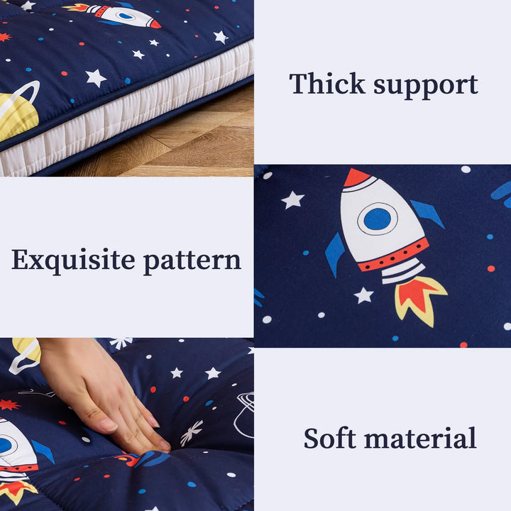 Extra Thick Futon Floor Mattress, Memory Foam Padded Japanese Floor Mattress, Navy Space, Twin