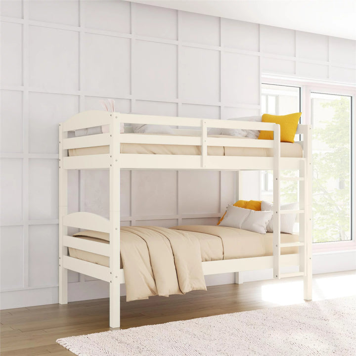 Leighton Solid Wood Twin-Over-Twin Convertible Bunk Bed, White