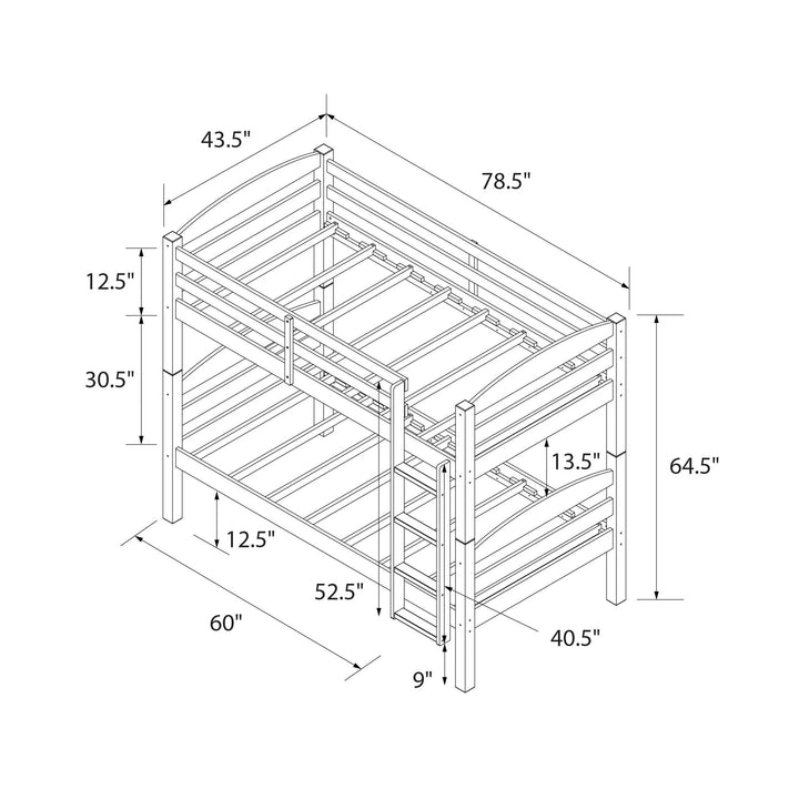 Leighton Solid Wood Twin-Over-Twin Convertible Bunk Bed, White