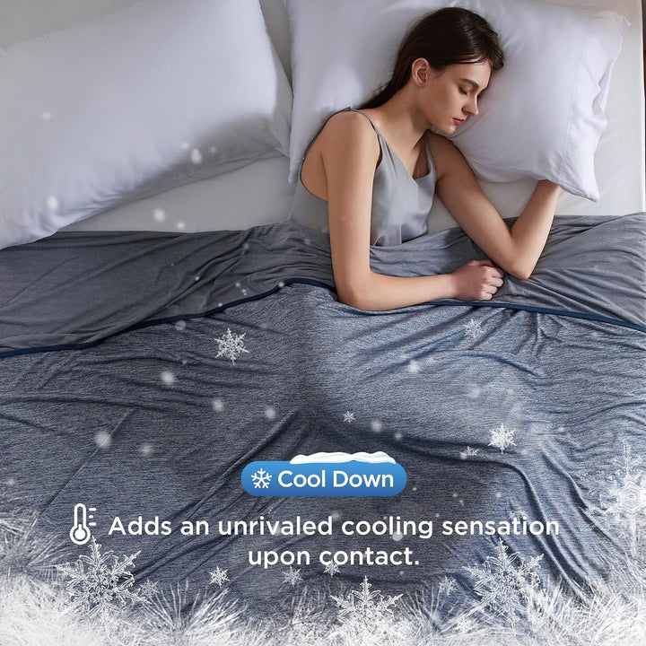 Breescape Cooling Blanket Throw Xl-Indigo Summer Breathable Blanket with Rayon Derived from Bamboo