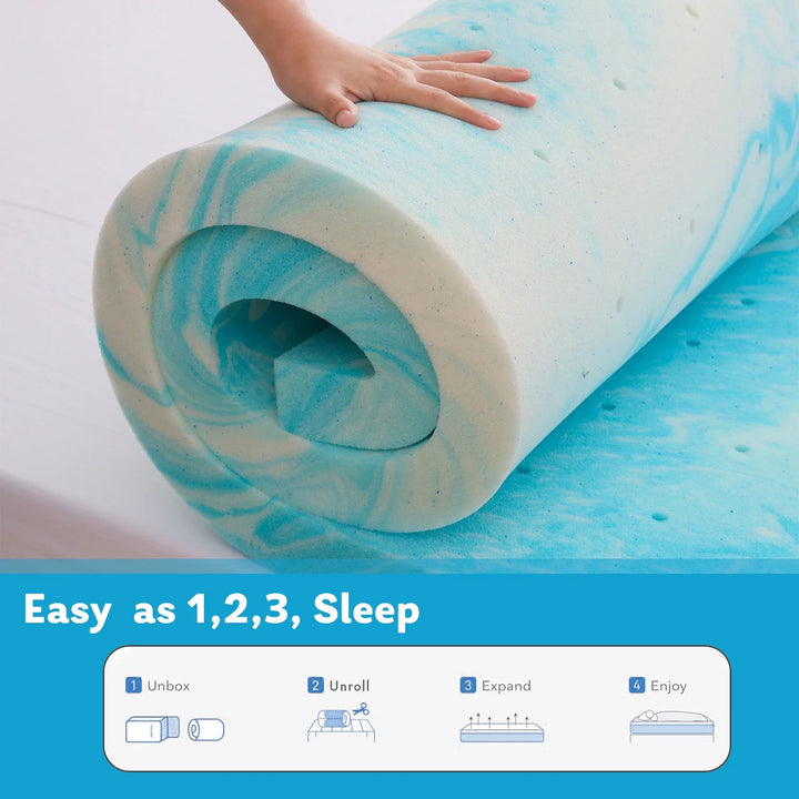 Mattress Topper,3 Inch King Size Gel Memory Foam Bed Topper,Pressure Relief for Back Pain