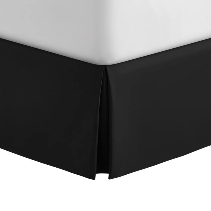 Solid Pleated Black Soft Brushed Polyester Bedskirt, Queen (1 Count/Adult)