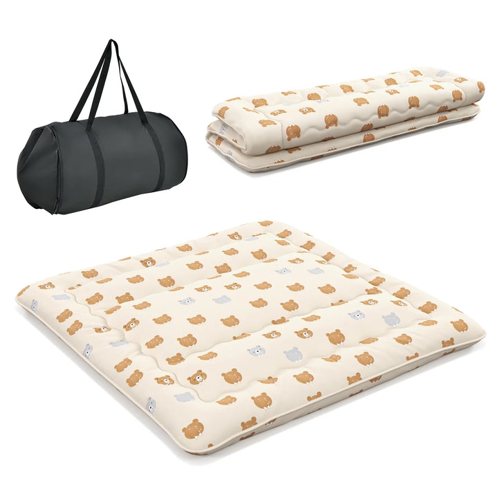 King Futon Mattress with Washable Cover and Carry Bag - Brown Bear