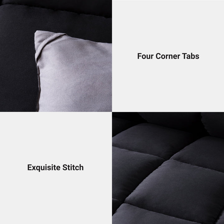 3 Pieces Bed in a Bag Comforter Set Duvet Insert,Reversible,Black/Grey,Queen