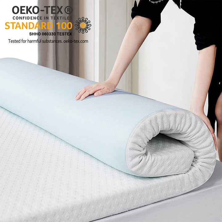 3 Inch Gel Memory Foam Mattress Topper Queen Size, Mattress Pad Cover for Pressure Relief, Bed Topper with Removable Rayon Made from Cotton Cover, Soft & Breathable, White