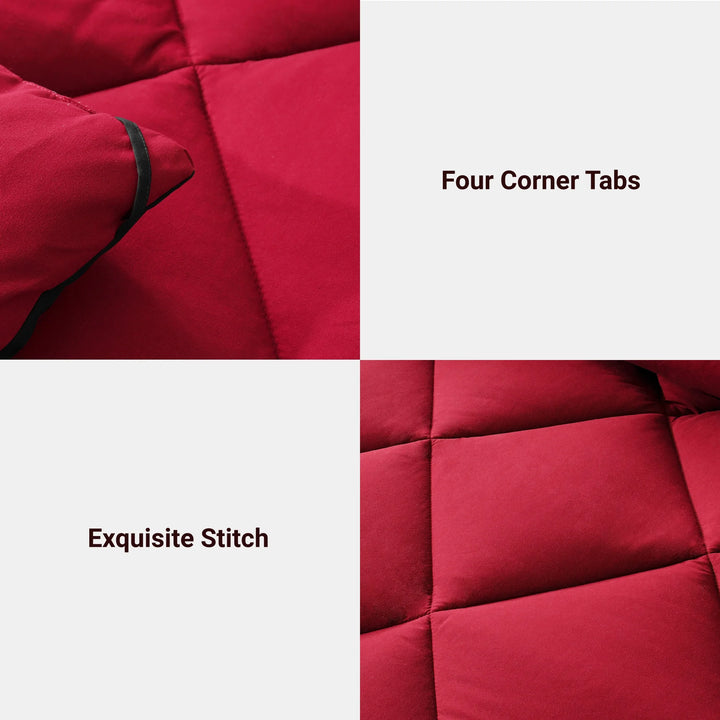 3 Pieces Bed in a Bag Comforter Set Duvet Insert,Reversible,Red/Black,King