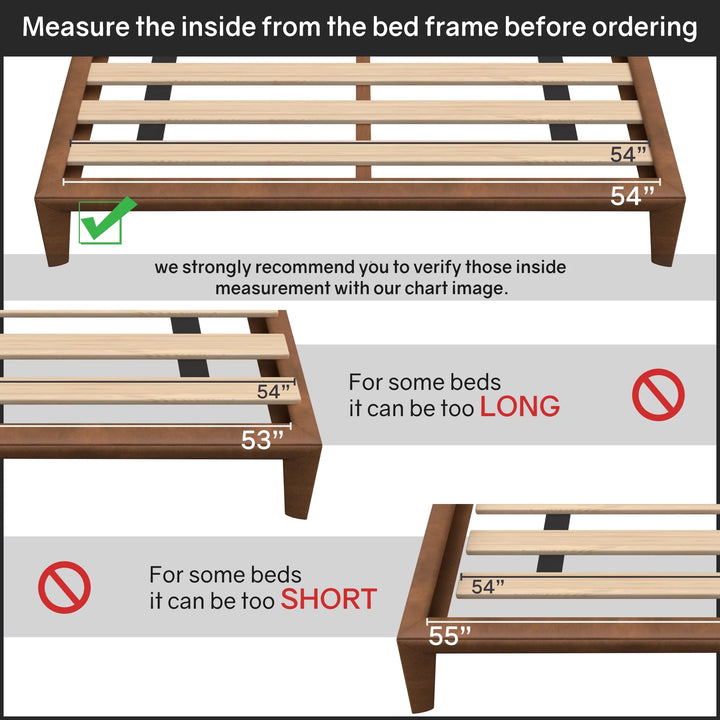 , 0.75” Horizontal Heavy Duty Mattress Support Wood Slats, Full