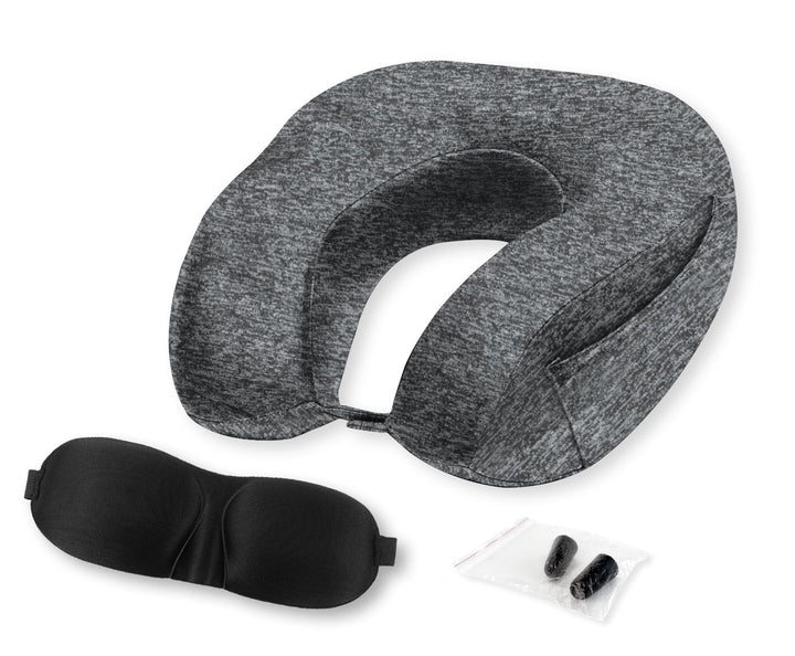 Cool Touch Memory Foam Neck Pillow Set, Heather Gray, One Size, 12.75Inx12Inx4In, 1LB