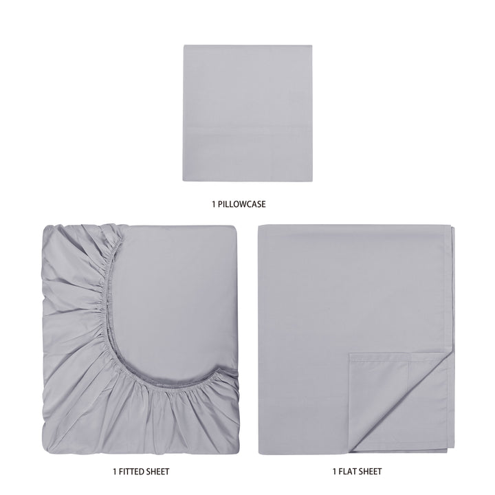 Kids Soft Microfiber Sheet Set, Gray, Twin, 3 Pieces, Easy Care