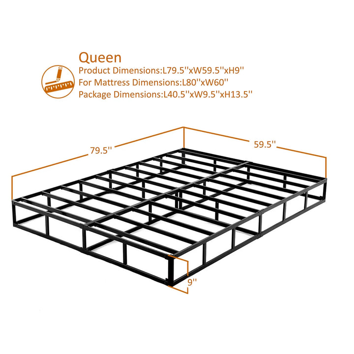 9" Metal Queen Box Spring, Mattress Foundation, Heavy-Duty, Easy Assembly