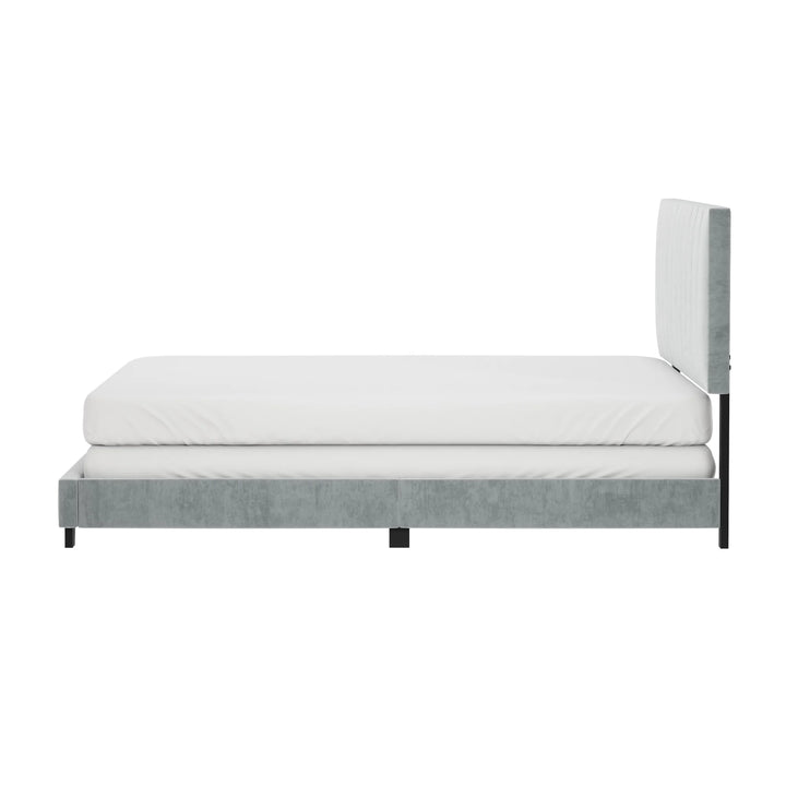 Reece Channel Stitched Upholstered King Bed, Platinum Grey, by  Living Essentials