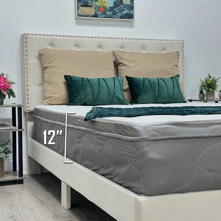 Twin Size Mattress - 12 Inch Comfort Foam & Spring Hybrid Mattress - Euro Top - Medium Firm - Oliver & Smith