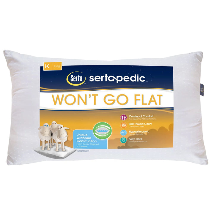 pedic Won'T Go Flat Pillow, King