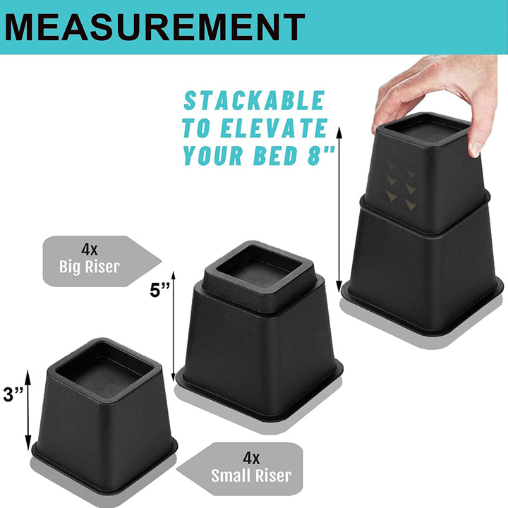 Tall Bed Riser, Black, 7.25"