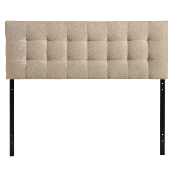 Lily Queen Upholstered Polyester Fabric Headboard in Beige