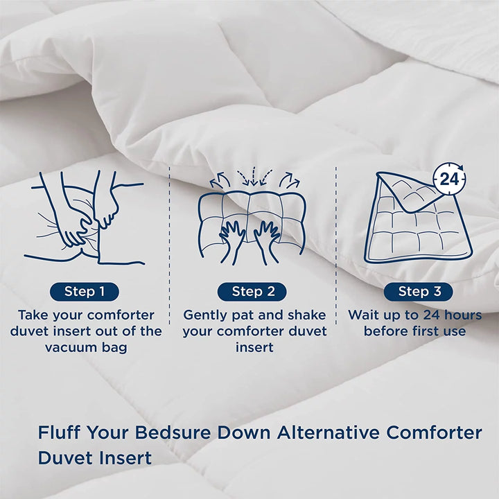 All Season down Alternative Comforter Duvet Insert, Machine Washable Quilted Reversible Duvet Insert with Corner Tabs, White, King Size, 102X90 Inches