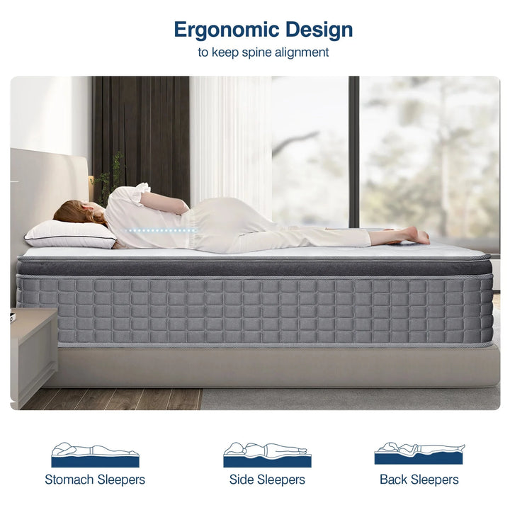 14 Inch Twin Mattress in a Box, Gel Memory Foam and Pocket Spring Hybrid Mattress