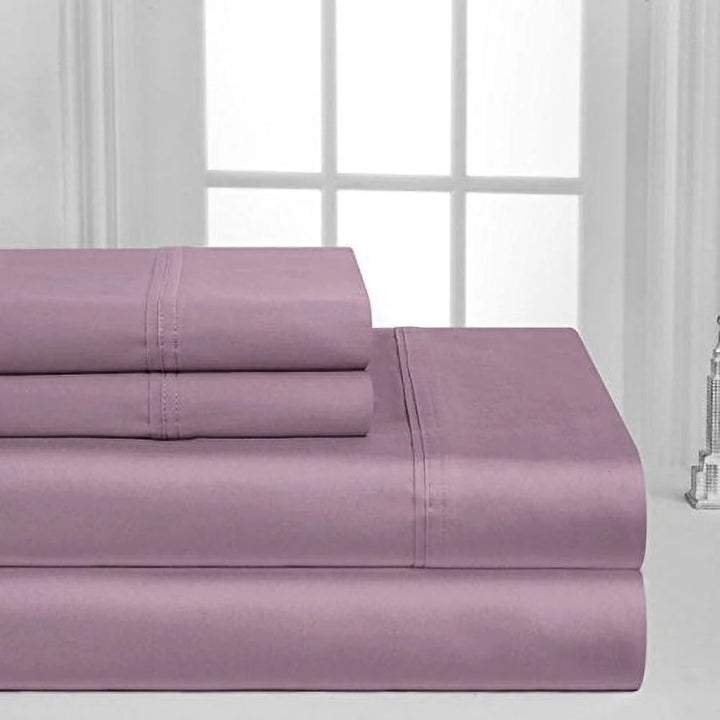 600 Thread Count Deep Pocket Egyptian Quality Cotton Solid Sheet Set (Full, Purple)