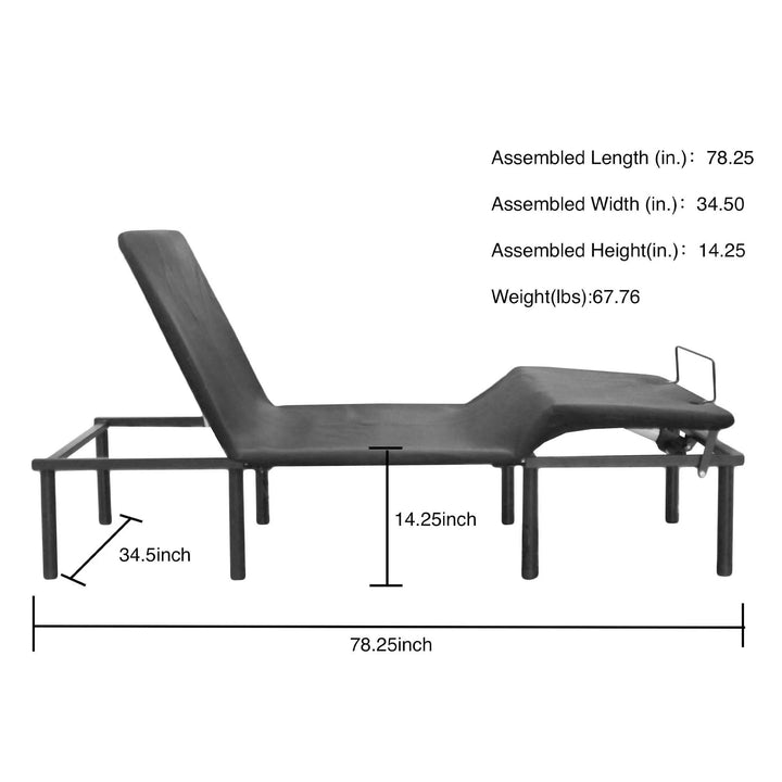 Adjustable Bed Frame, Zero Clearance Adjustable Bed Base Head and Foot Incline, Wireless Remote Control, Twin XL