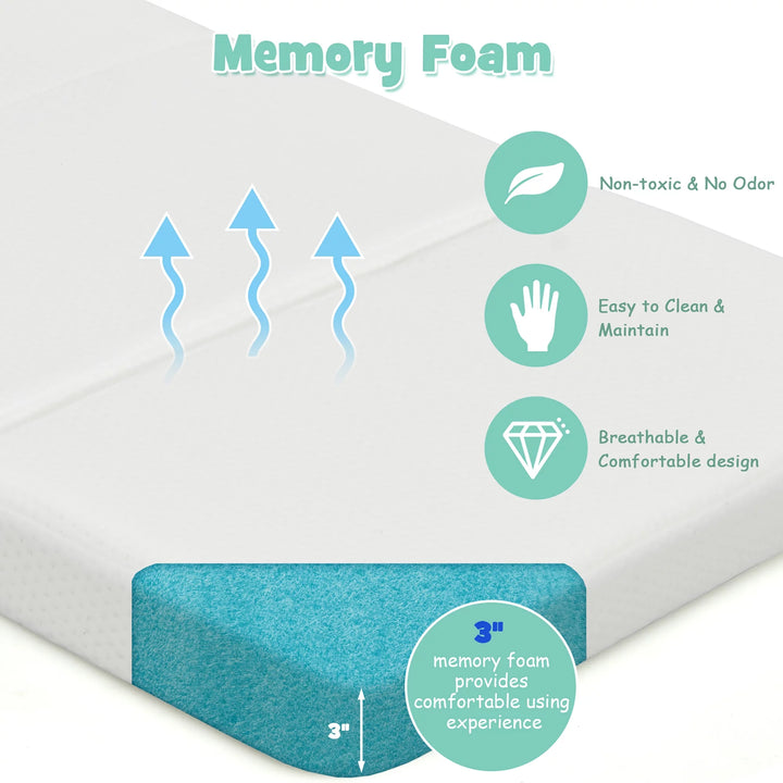 Giantex Tri-Fold Pack and Play Mattress Pad Foldable Mattress Soft Memory Foam