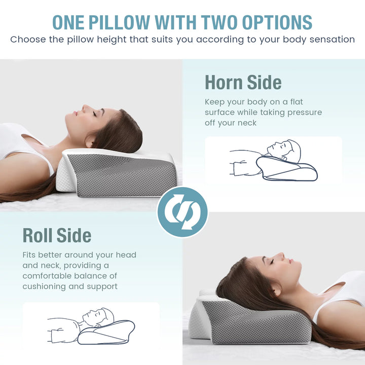 Memory Foam Pillow, Cervical Pillow for Neck Pain Relief, Contour Memory Foam Pillow for Bed, Ergonomic Orthopedic Neck Support Pillow for Side Back & Stomach Sleepers, Valentine'S Day Gift