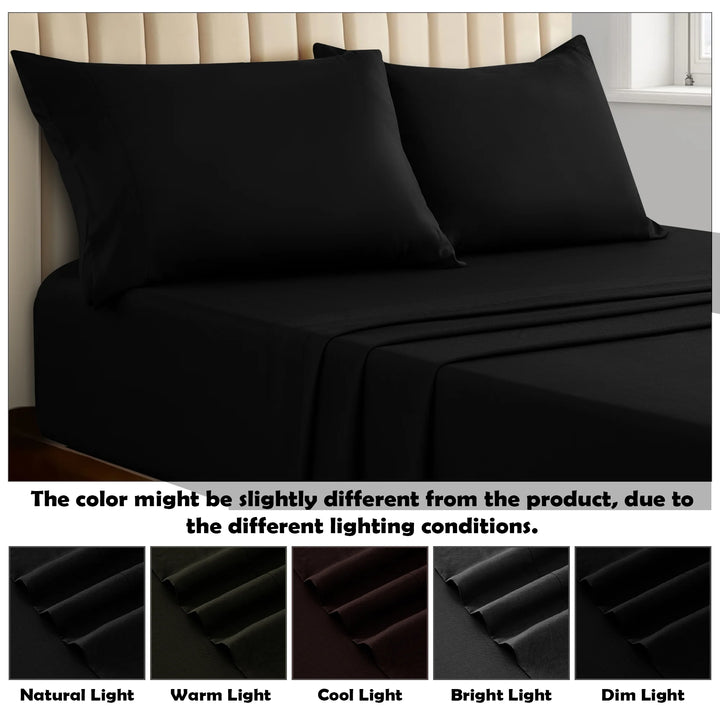 Lux Decor Collection Rayon from Bamboo Sheets King Size - 4 Piece Cooling Bed Sheets Set, Black