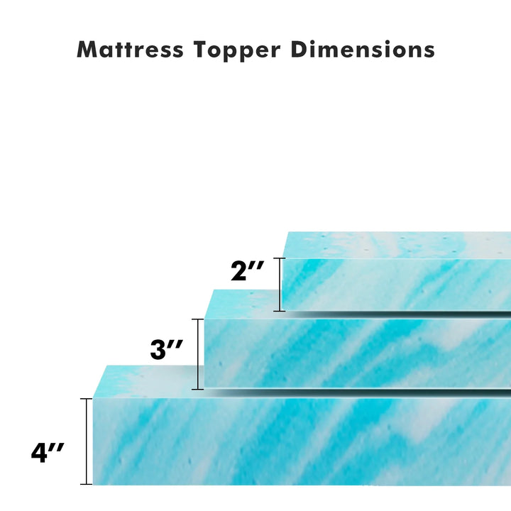 2, 3, or 4 Inch Mattress Topper, Queen Gel Memory Foam Mattress Topper(3 Inch, Queen)