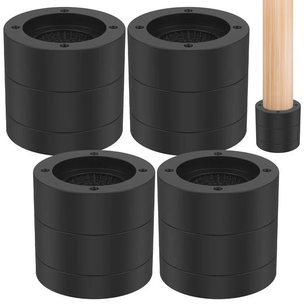 4 Pack Bed Risers Adjustable round Furniture Risers, 1.5"/2.5" Lift, Black