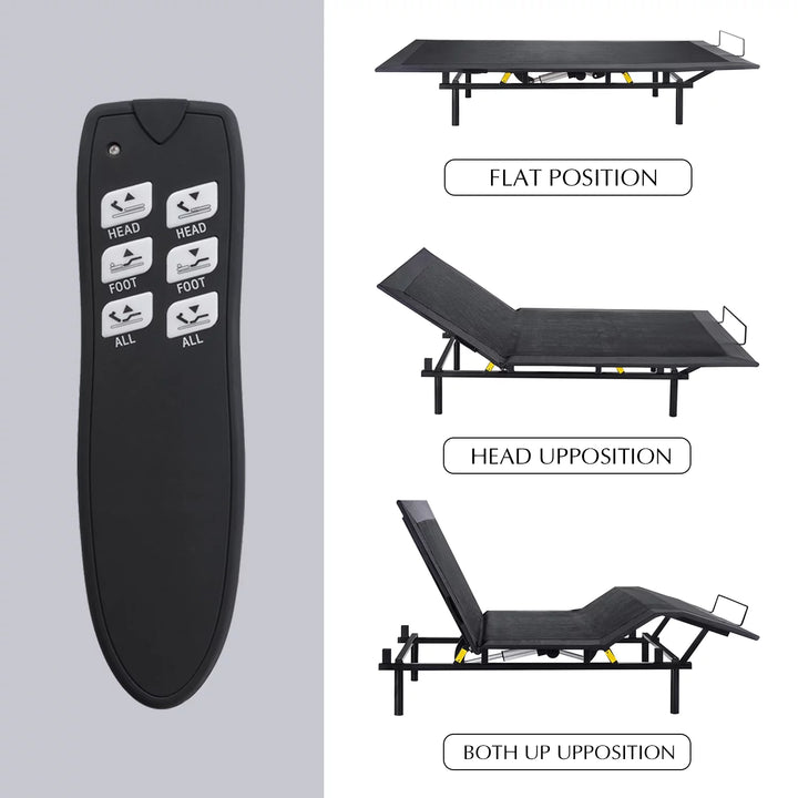 Basic Queen Size Ergonomic Electric Adjustable Bed Base Frame with Upgraded Motor 2.0, Wireless Remote Control, Independent Head & Foot Incline