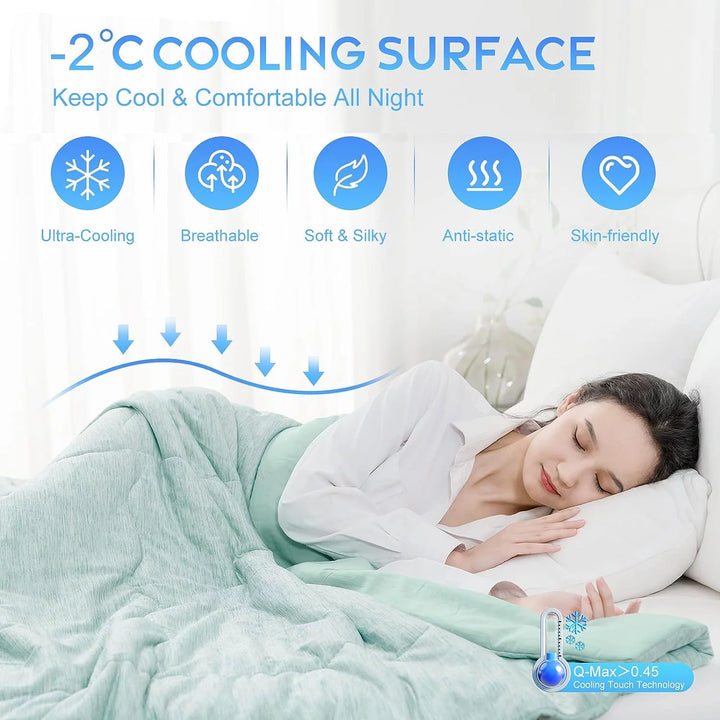 Dual-Sided Cooling Comforter Twin Size, Washable Lightweight Cooling Blanket with Q-Max > 0.5 Arc-Chill Cooling Fiber, Cool Sleeping Summer Blanket for Night Sweats Hot Sleeper (60"X 80")