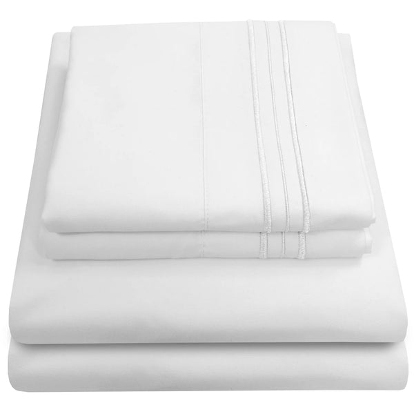 1500 Series Bed Sheets - Extra Soft Microfiber Deep Pocket Sheet Set - Queen, White